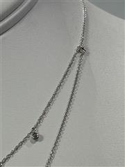 GABRIEL & CO 14k White Gold Layered Diamond Charm Drop Necklace